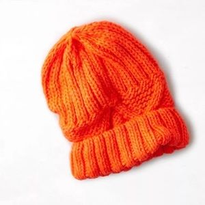 American Eagle Outfitters Neon Orange Knit Hat