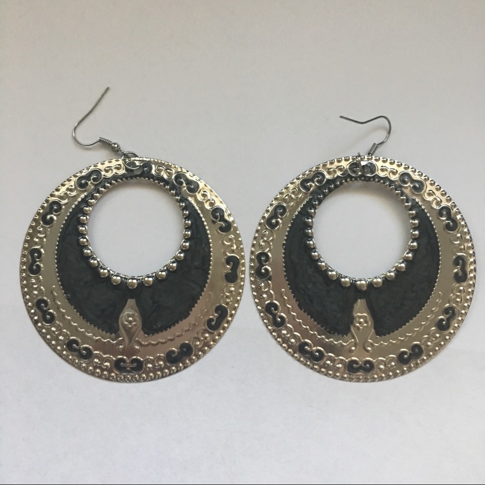 Black and silver earrings