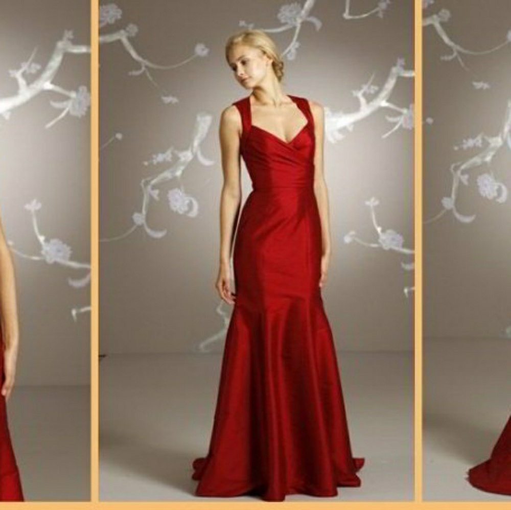 Red dupioni silk gown