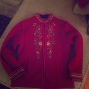 Classic red boiled wool jacket