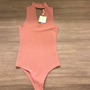 pink body suit with choker included NWT