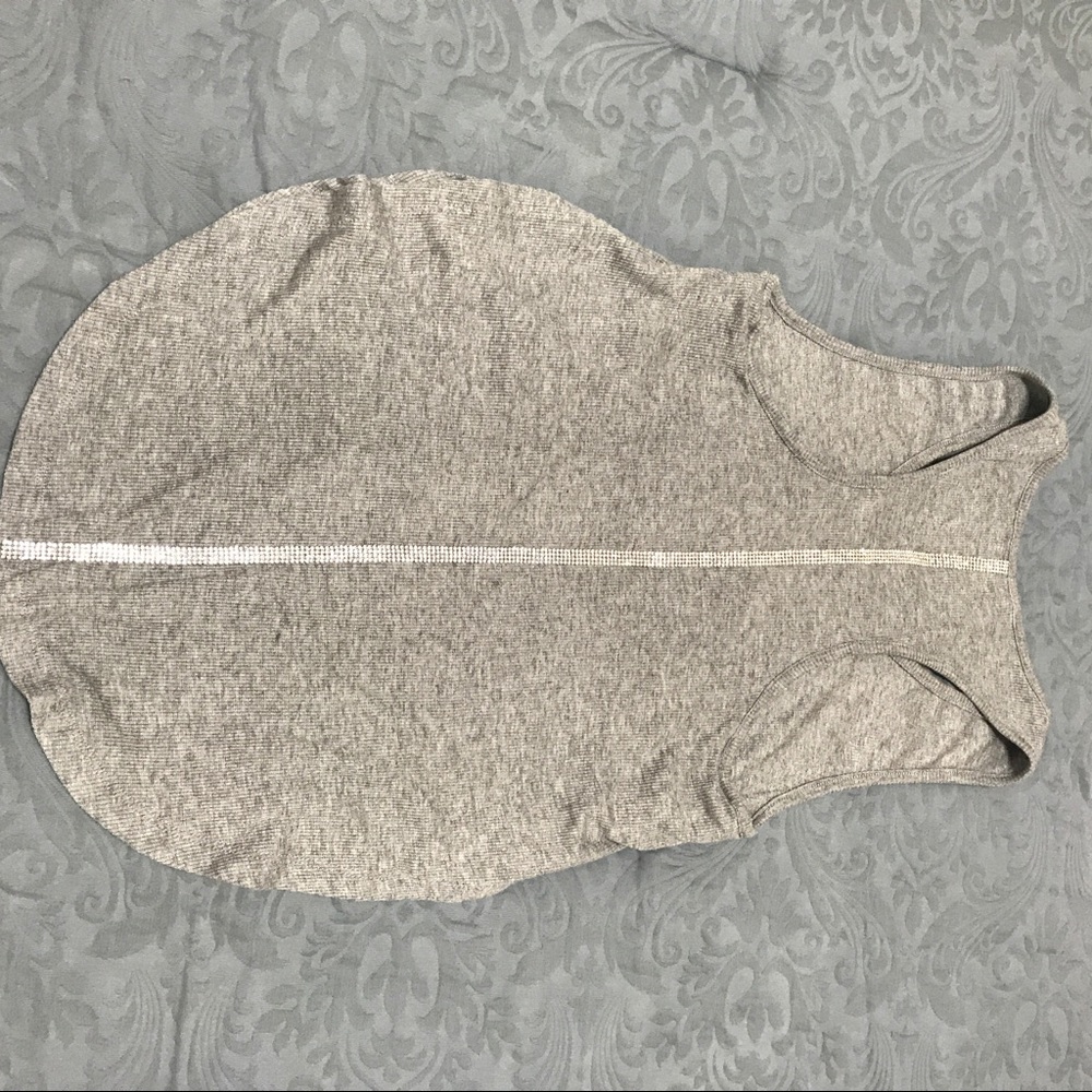 Grey Tank with Bling and Side Slits