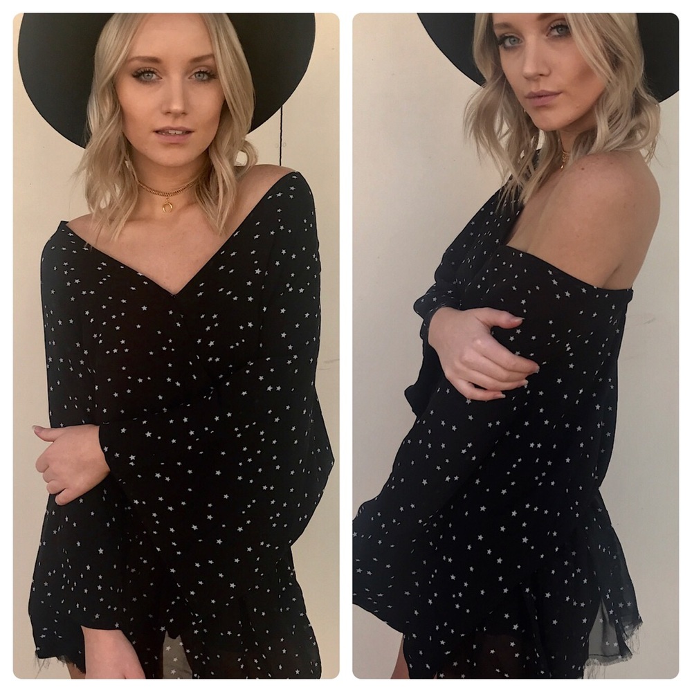 LAST 1️⃣ V Neck Star Print Mini Dress - Picture 3 of 9