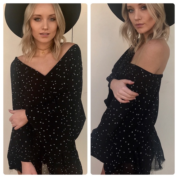 LAST 1️⃣ V Neck Star Print Mini Dress - Picture 3 of 9