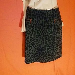 Michael Kors Green Snake print Pencil Skirt 8