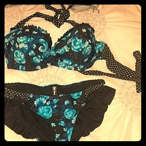 Floral and polka dot hot topic bikini
