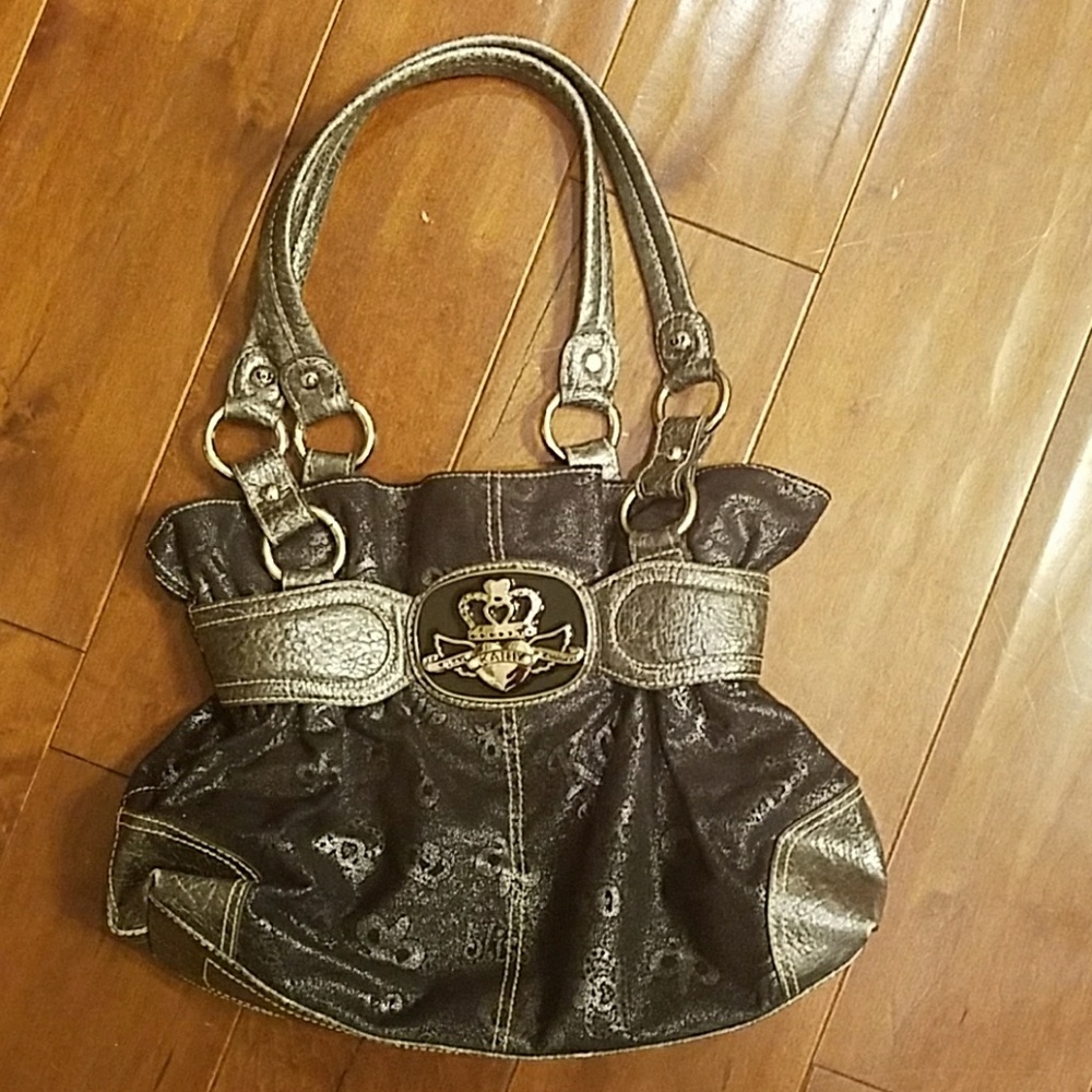 Black, silver, grey, Kathy Van Zealand satchel bag