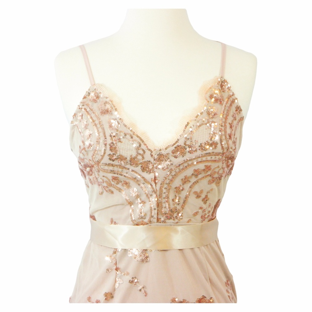 ❗️FINAL PRICE Rose Gold Nude Backless Sequin Dress - Picture 6 of 8
