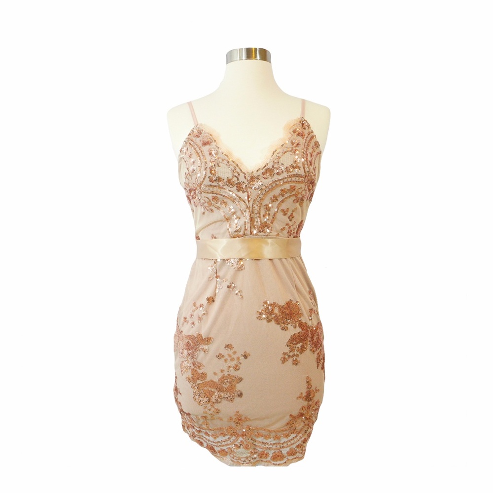 ❗️FINAL PRICE Rose Gold Nude Backless Sequin Dress - Picture 5 of 8