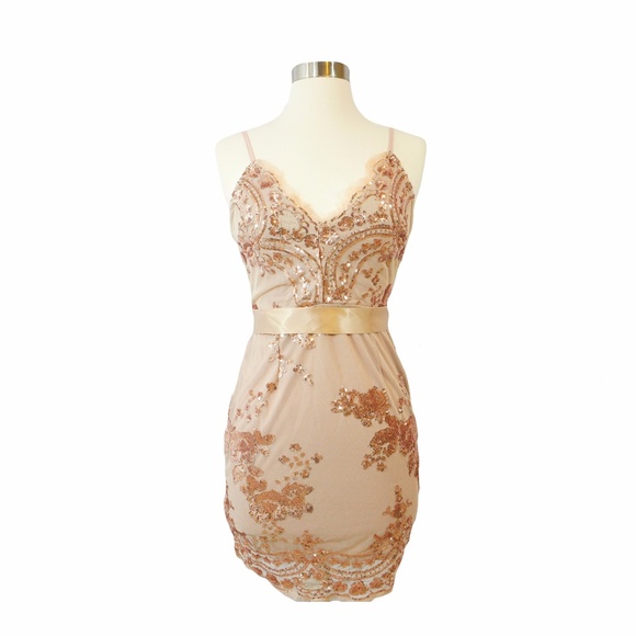 ❗️FINAL PRICE Rose Gold Nude Backless Sequin Dress - Picture 5 of 8