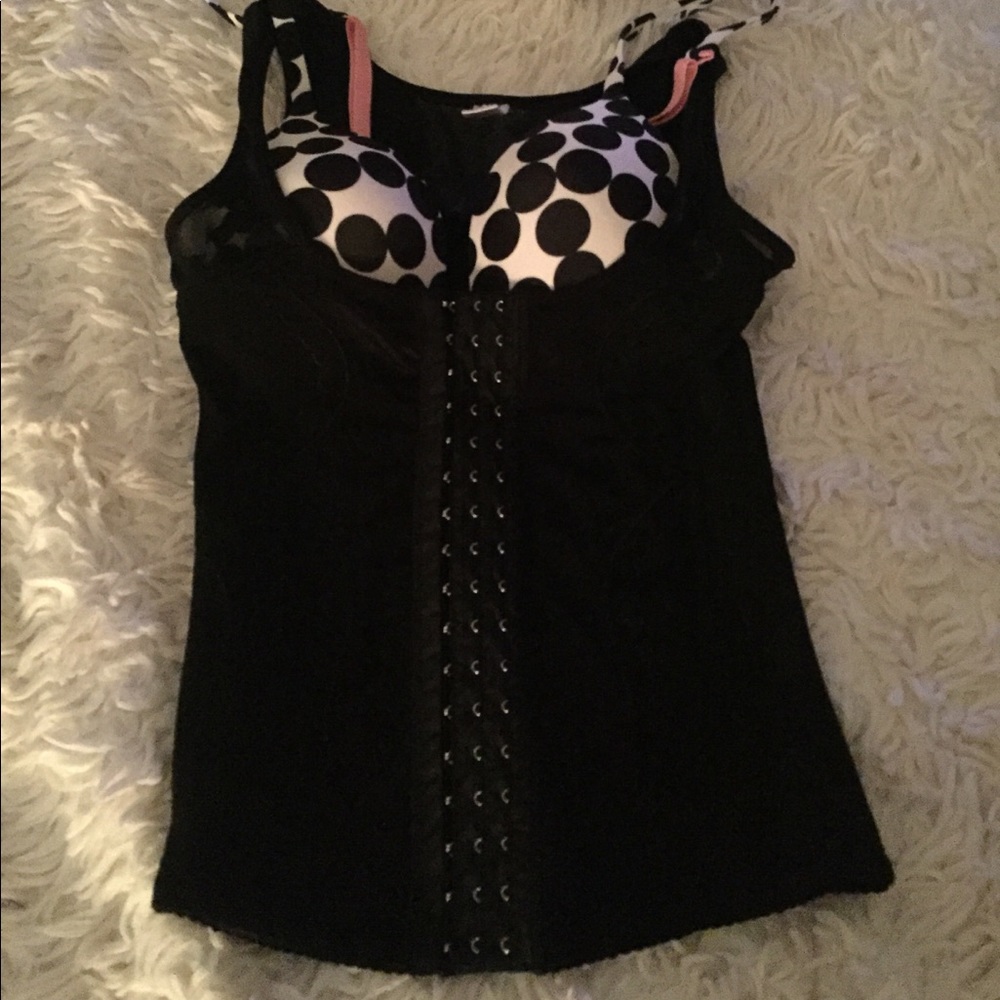 Black Lace/Silver Clasps Bodice