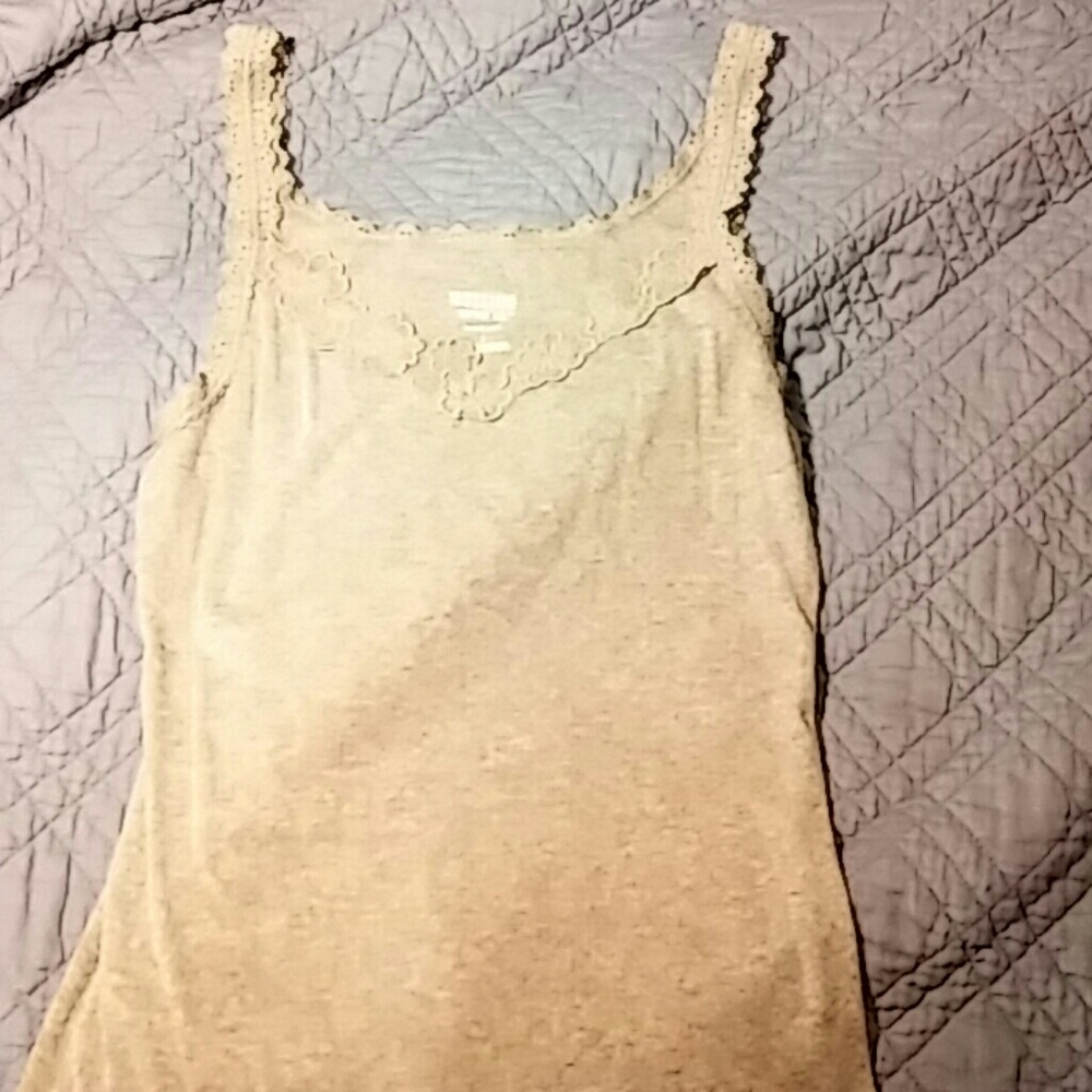 Women's tank with floral neckline