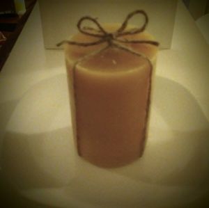 100% Pure Beeswax Pillar Candle, Dark Gold 4"