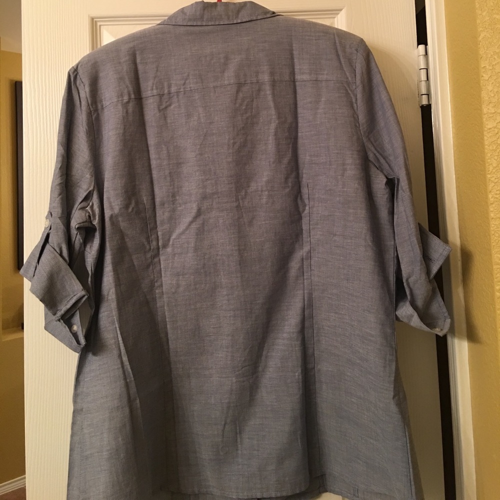 NWT Apt. 9 blue roll-tab 3/4 length sleeves,size L - Picture 2 of 4