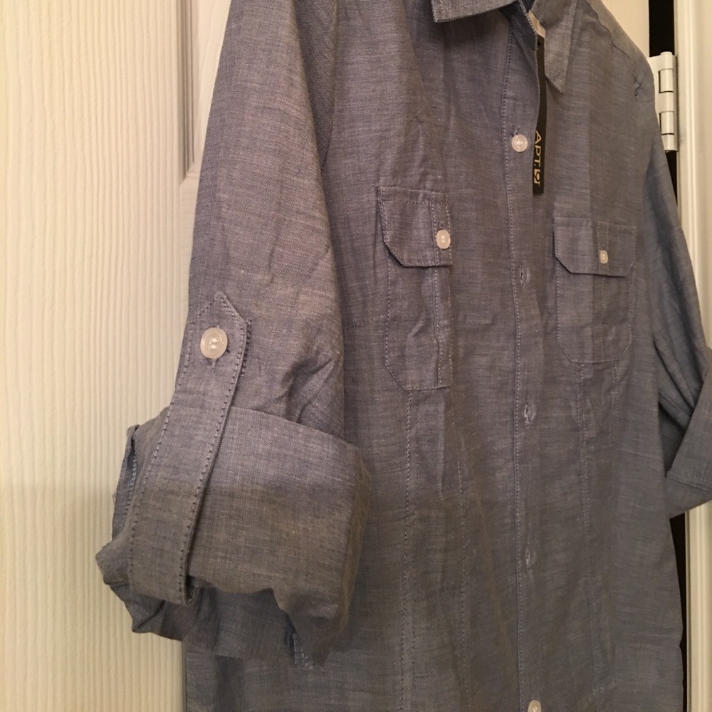 NWT Apt. 9 blue roll-tab 3/4 length sleeves,size L - Picture 3 of 4