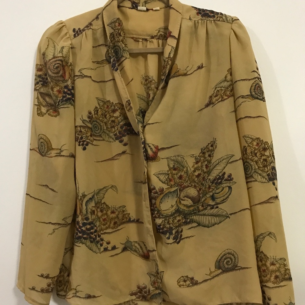 Vintage sheer deep v blouse