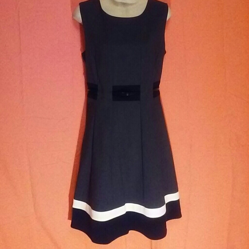 Calvin Klein Charcoal Grey Belted Dress 12