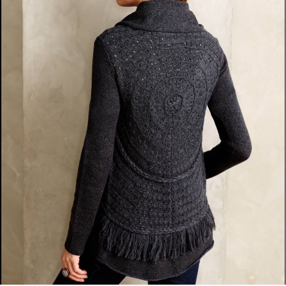 Anthropologie Circle Fringe Cardigan