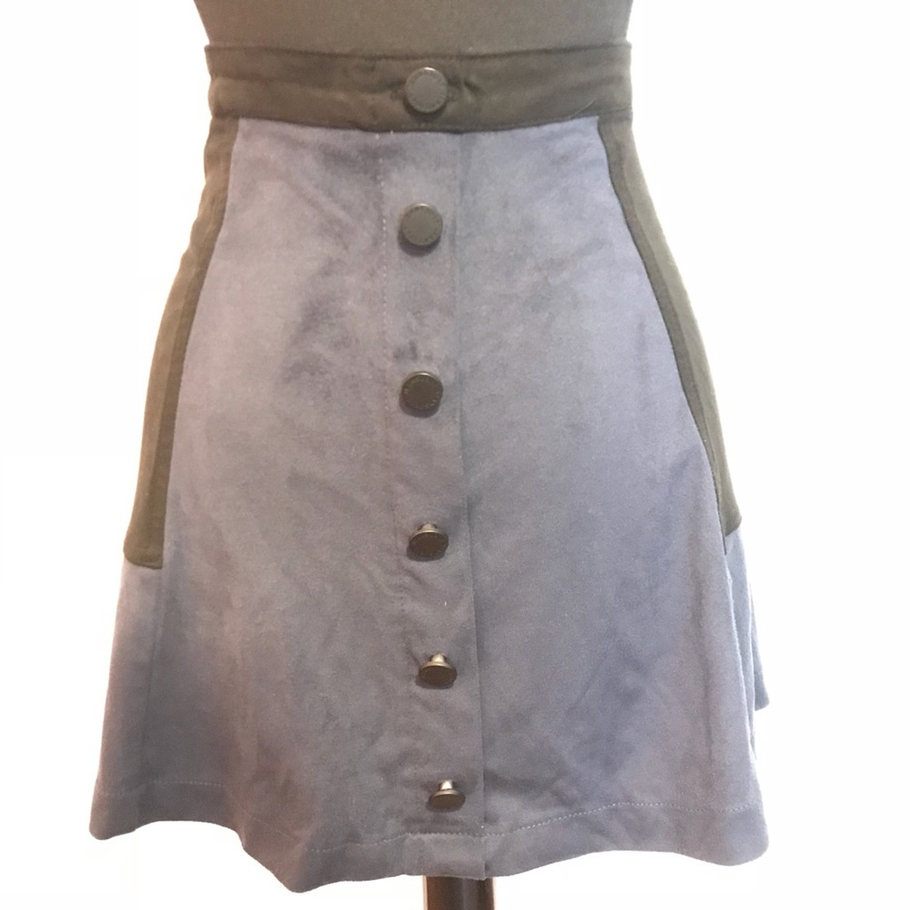 Color Block Faux Suede Skirt