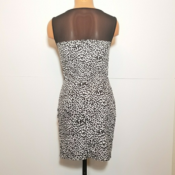 Memusé Black & White Cheetah Bodycon Mesh Dress S - Picture 5 of 8