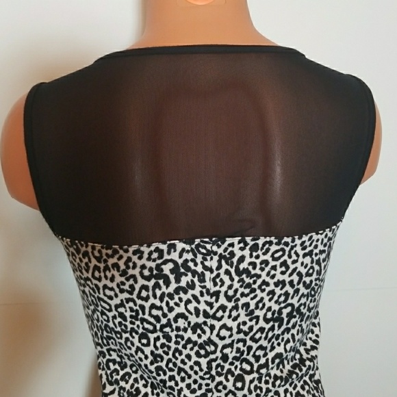 Memusé Black & White Cheetah Bodycon Mesh Dress S - Picture 6 of 8