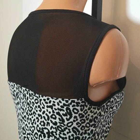 Memusé Black & White Cheetah Bodycon Mesh Dress S - Picture 7 of 8