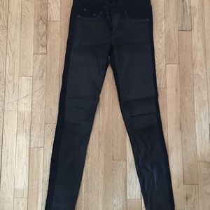 Black leather/denim jeans