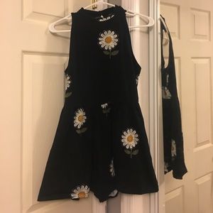 High neck floral romper