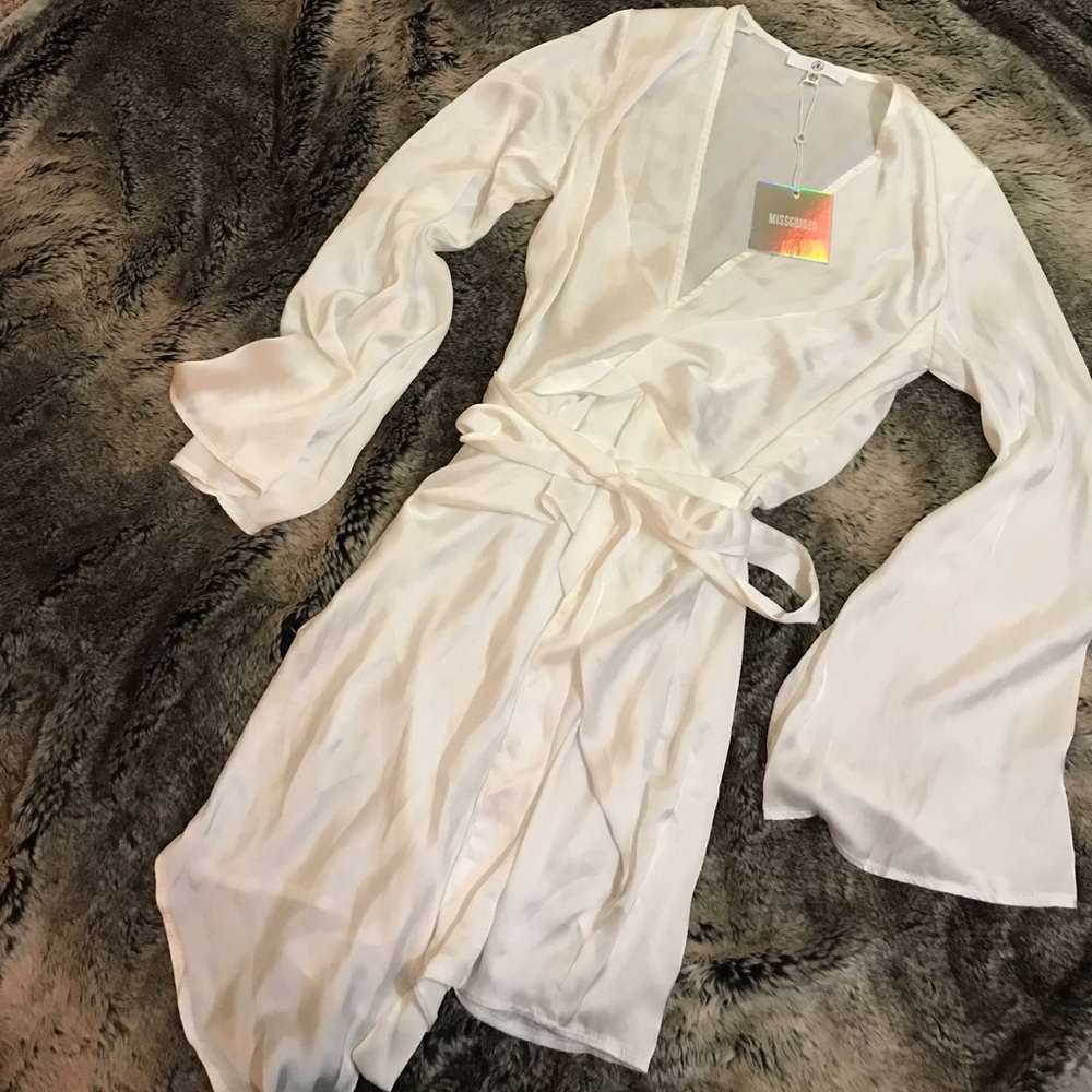 Misguided white satin dress