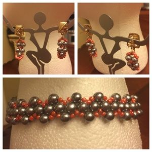 Elegantly Handmade Beaded choker with Earrings