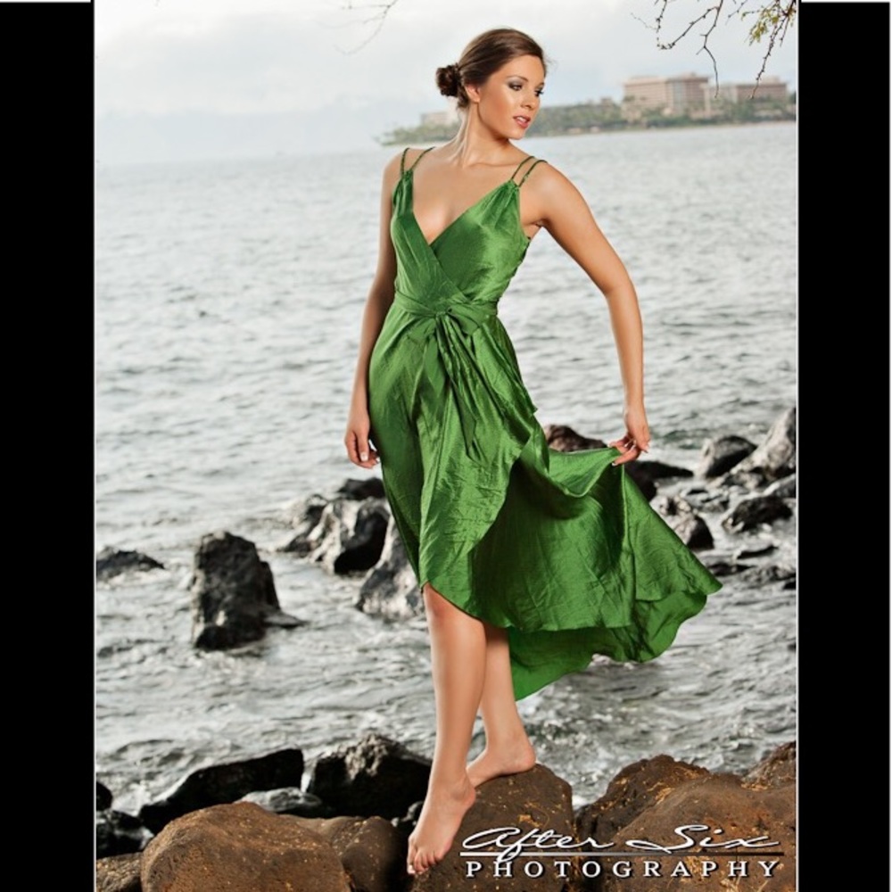 Green Wrap Cocktail Dress, BCBG