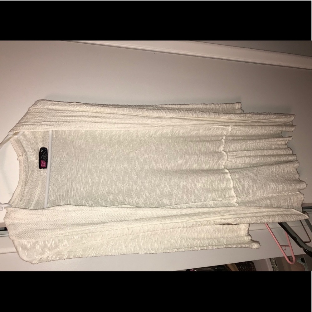 3/4 sleeve thin white long cardigan
