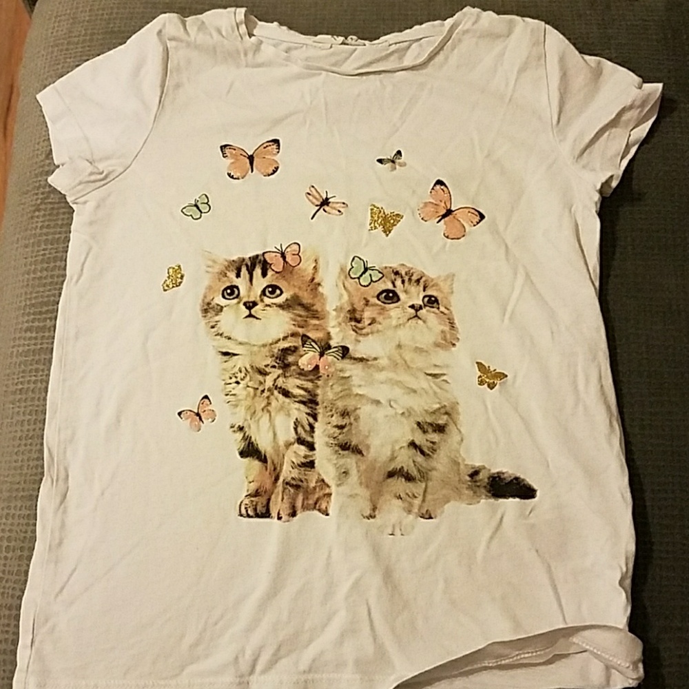Girls shirt cat and butterfly