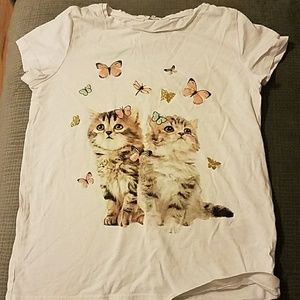 Girls shirt cat and butterfly