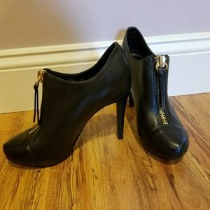 Leather high heel boots