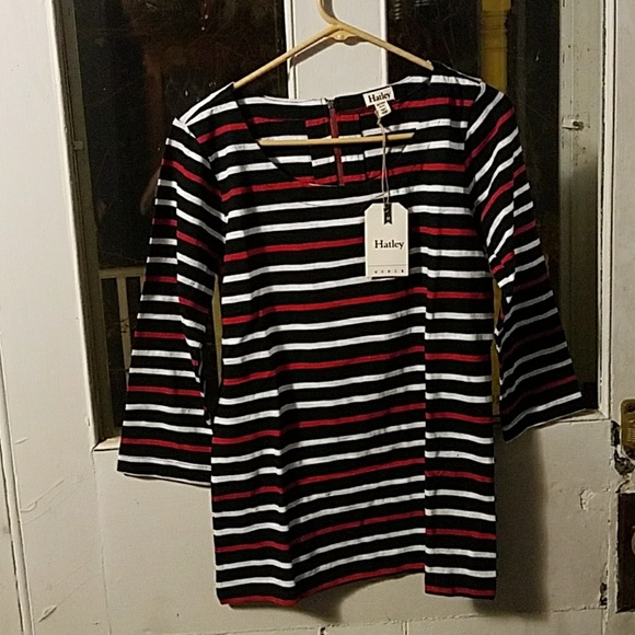 Hatley Bretton Tee - Black, Red,& White Stripe - Picture 1 of 2