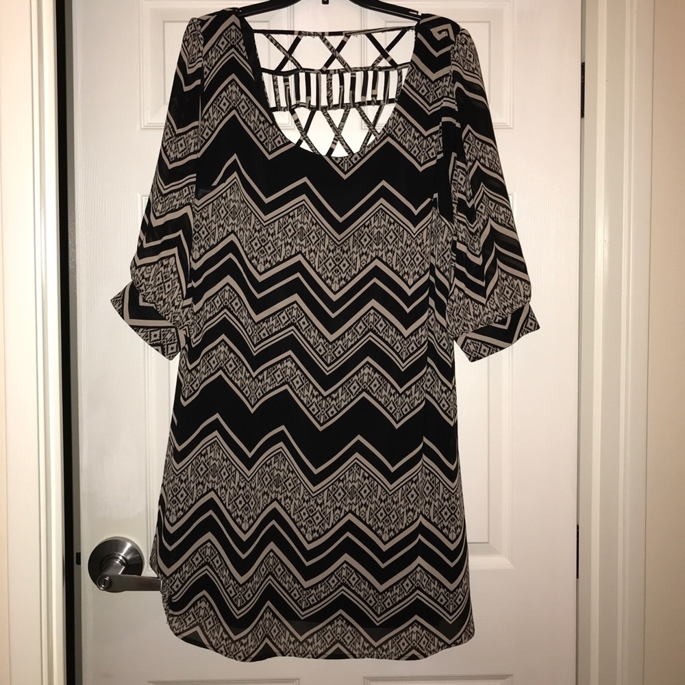 Black & tan Chevron Dress