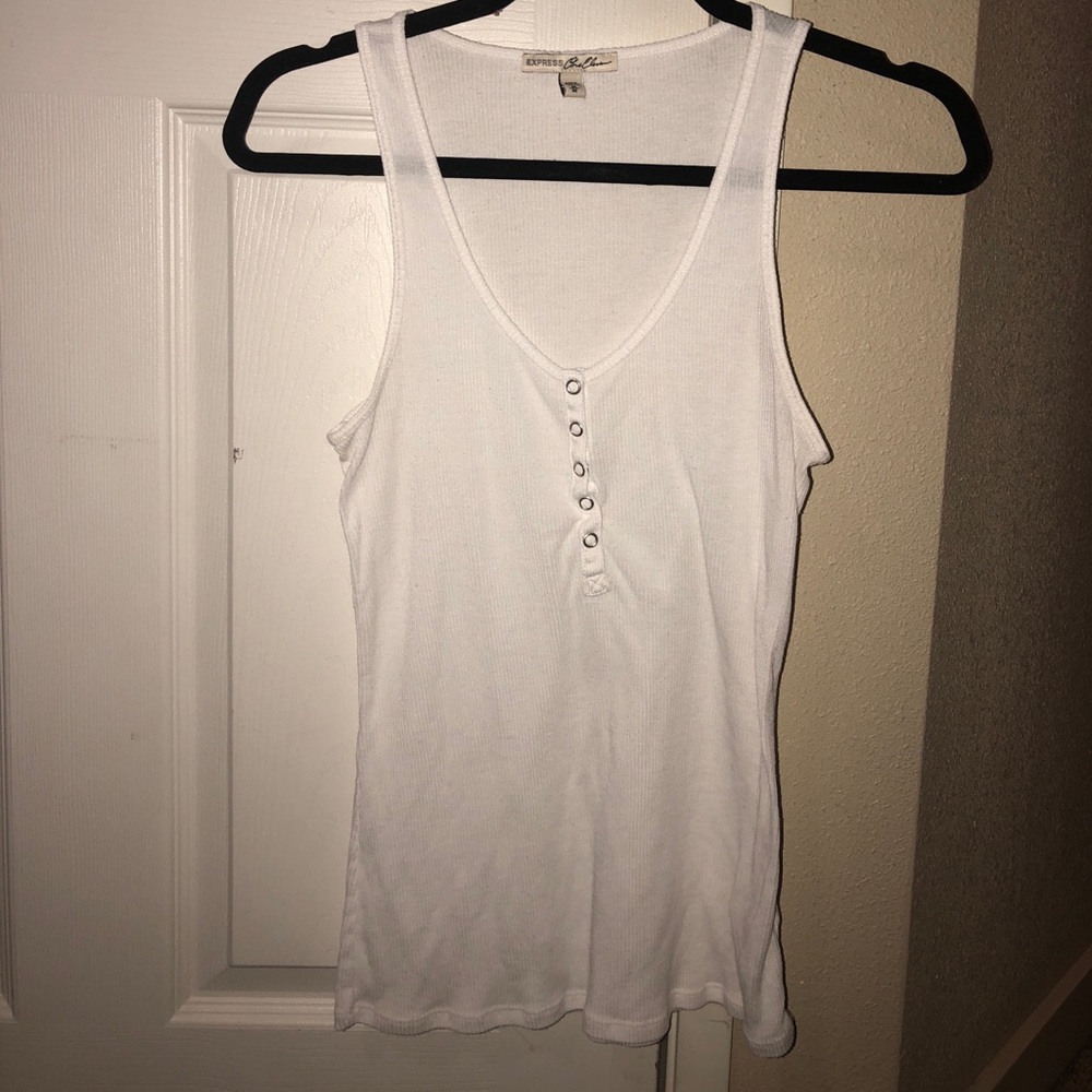 White Express Button Up Tank Top