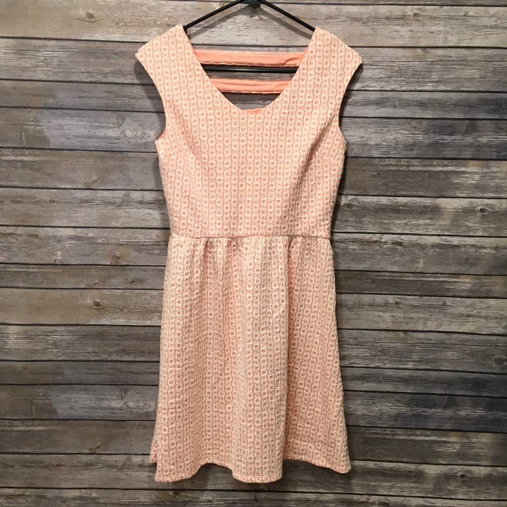 Xhilaration Orange White Sleeveless V Neck Dress