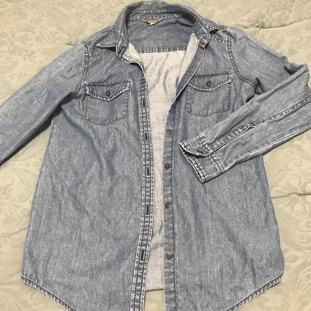 Faux Jean Button Up