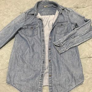 Faux Jean Button Up