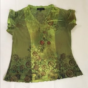 Floral Green Top XL