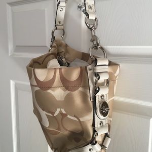 Coach gold and white purse