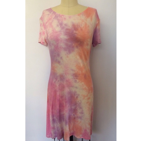 American Apparel Women’s Tie Dye Pink/Orange Dress - Picture 3 of 5