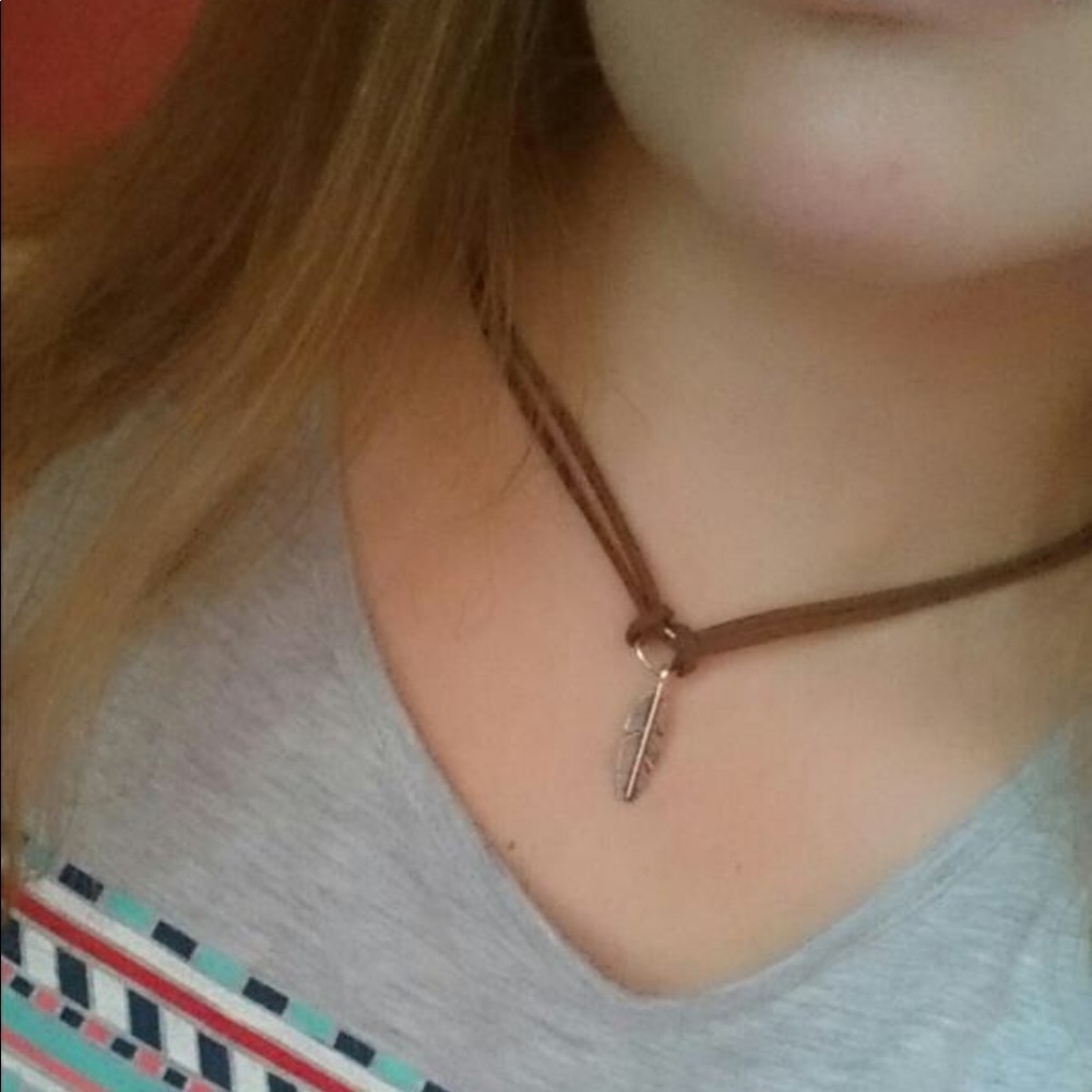 (Q3) Feather Choker Necklace - Picture 5 of 8