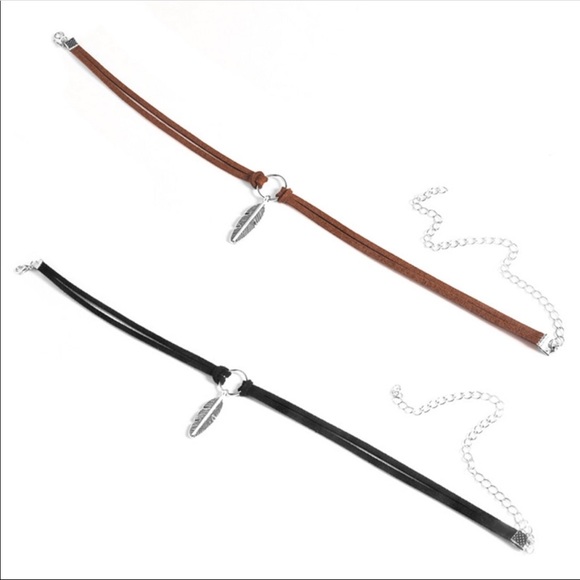 (Q3) Feather Choker Necklace - Picture 4 of 8