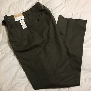 NWT Pleated Olive Green 35" Waist Wool Dress Pants