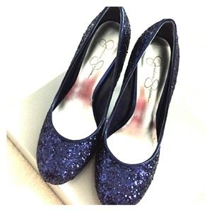Jessica Simpson navy blue sparkly heels