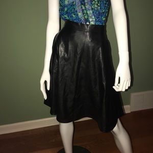 Black Faux Leather A-Line Skirt