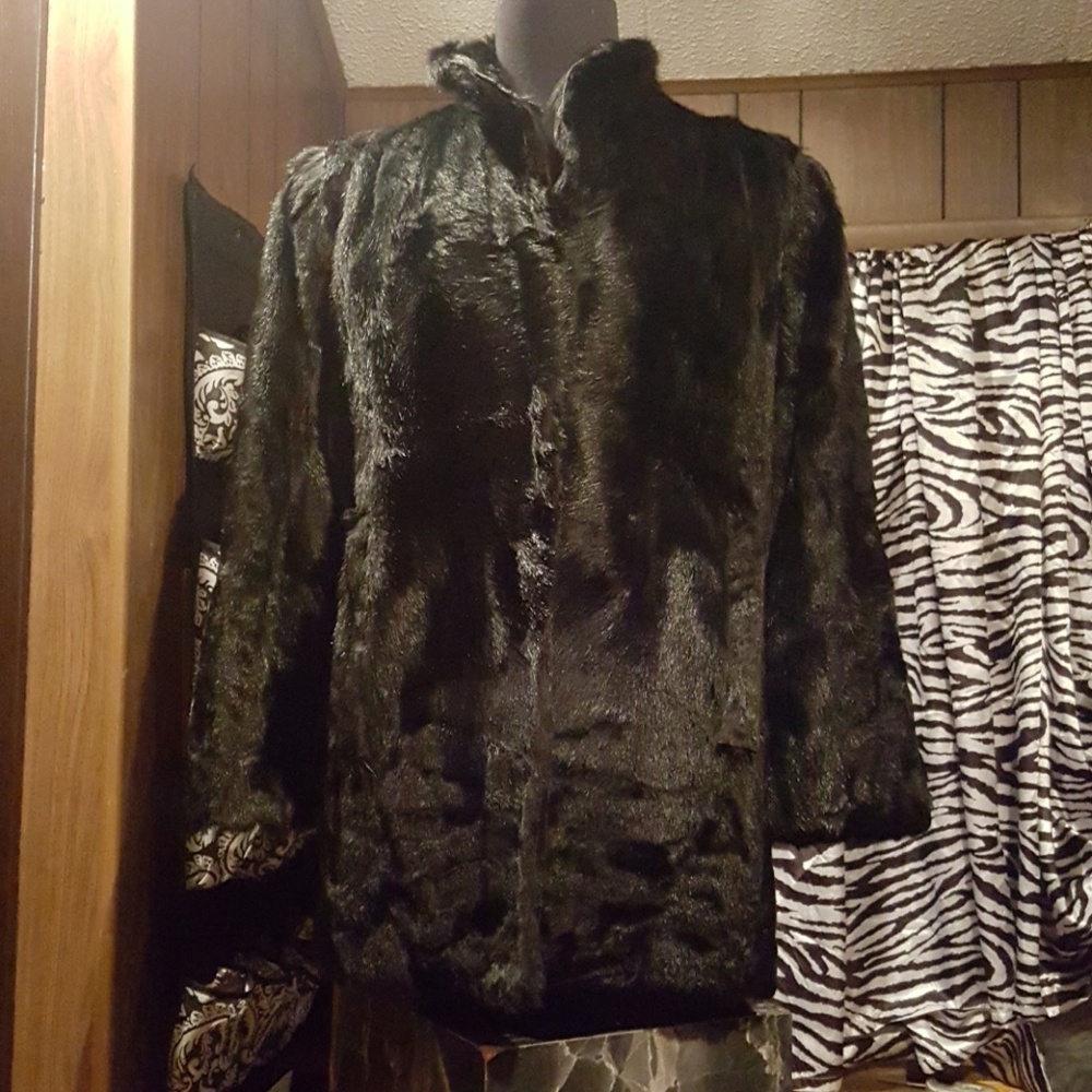 Quilted Black Genuine Russian Pony Fur Coat